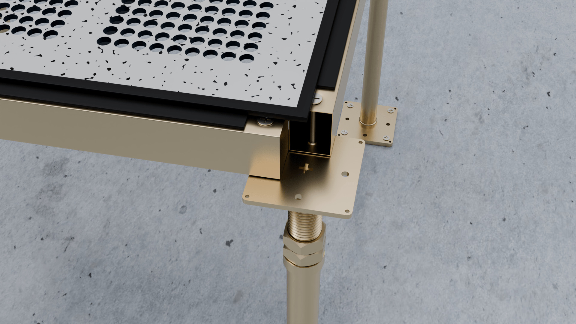 3D Raised Perforated Panel with pedestal and stringer Model 3D model_9