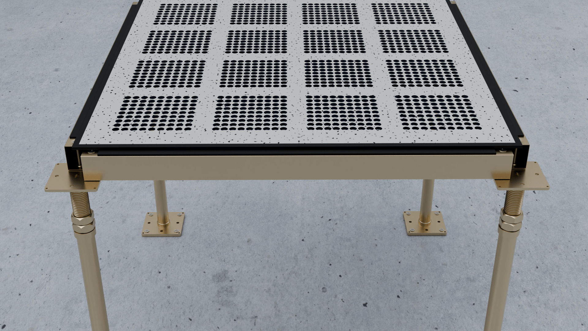 3D Raised Perforated Panel with pedestal and stringer Model 3D model_11