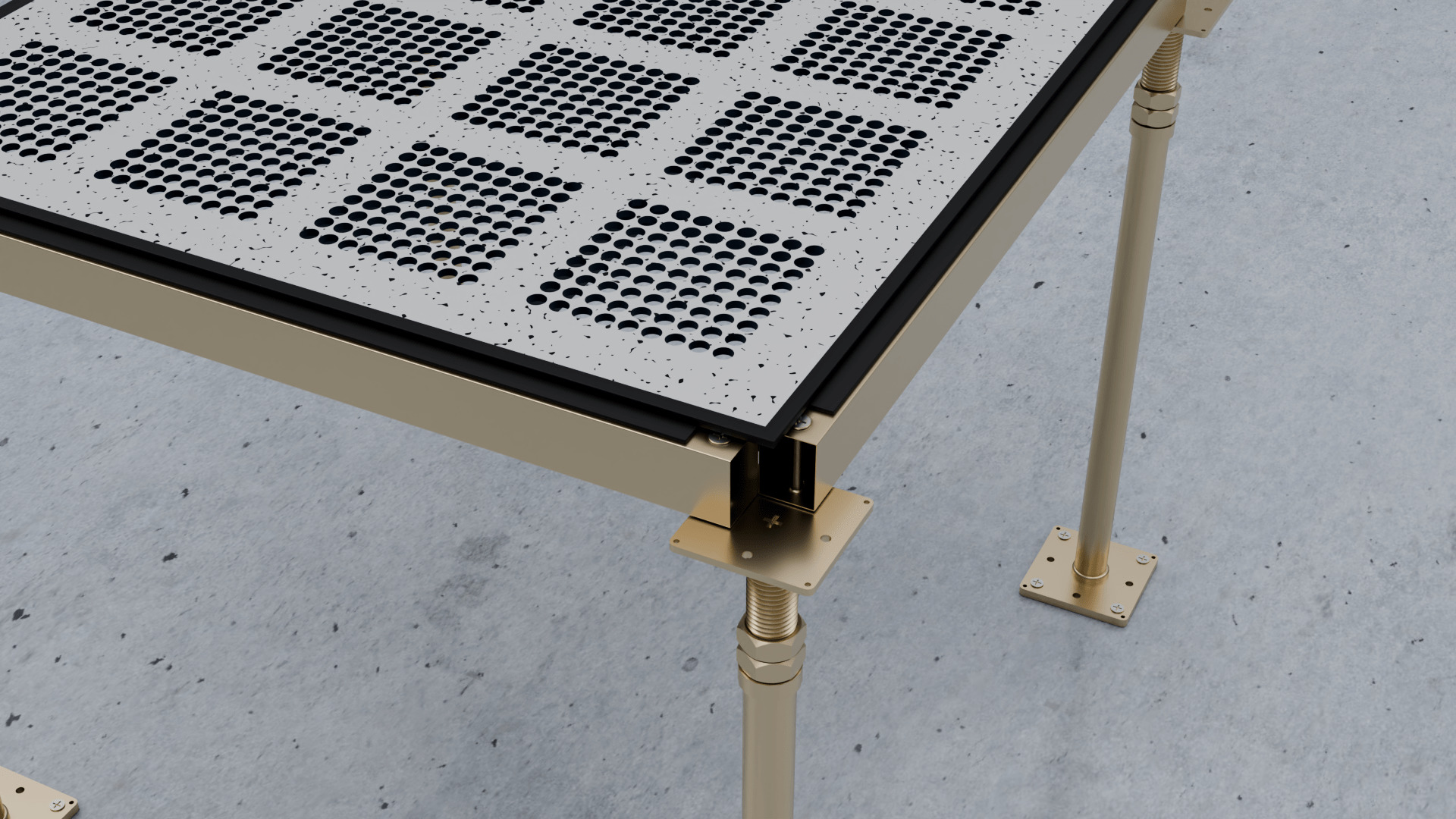 3D Raised Perforated Panel with pedestal and stringer Model 3D model_6