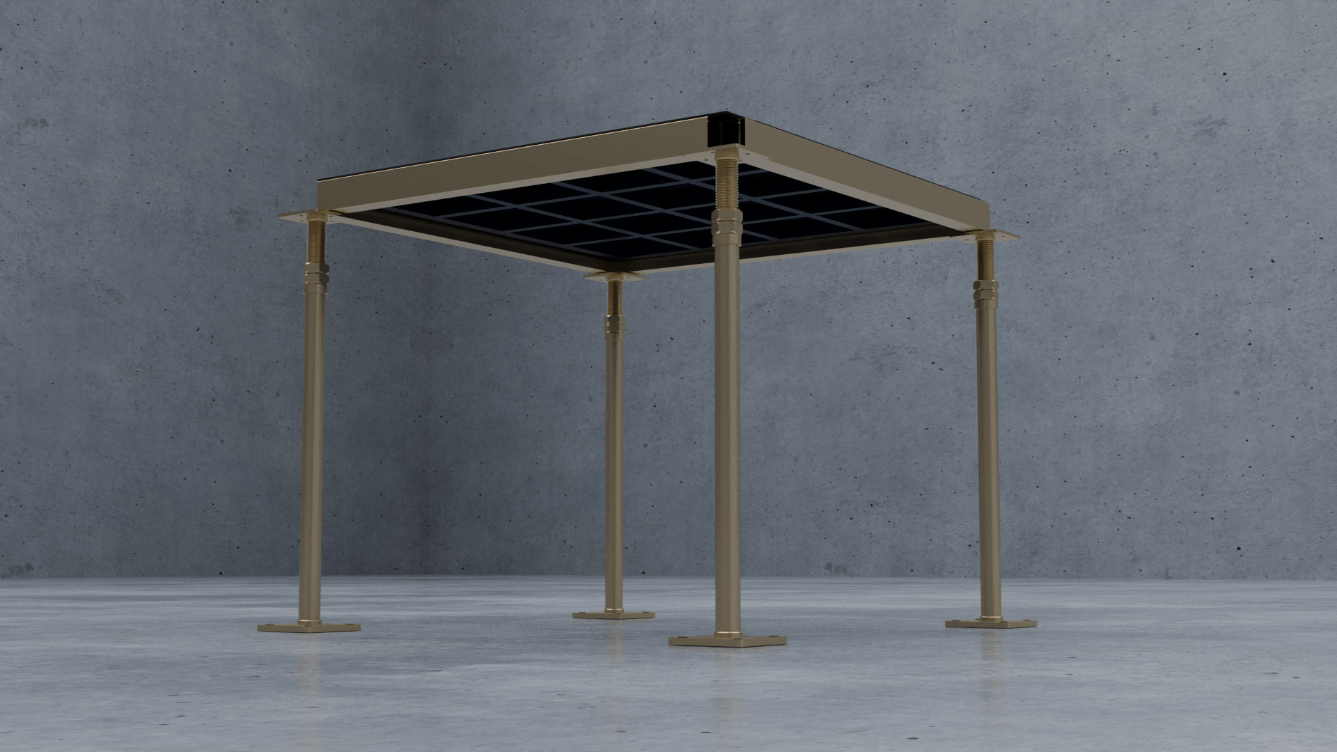 3D Raised Perforated Panel with pedestal and stringer Model 3D model_12