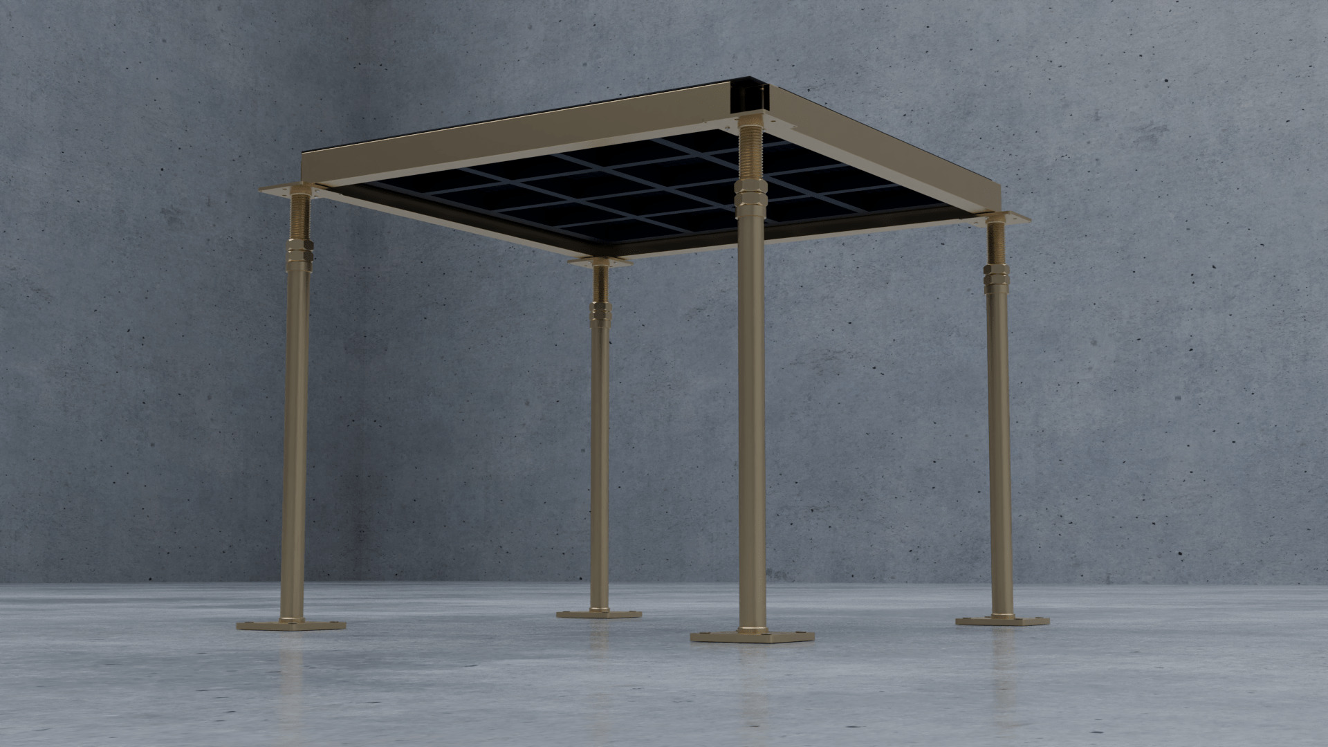 3D Raised Perforated Panel with pedestal and stringer Model 3D model_3