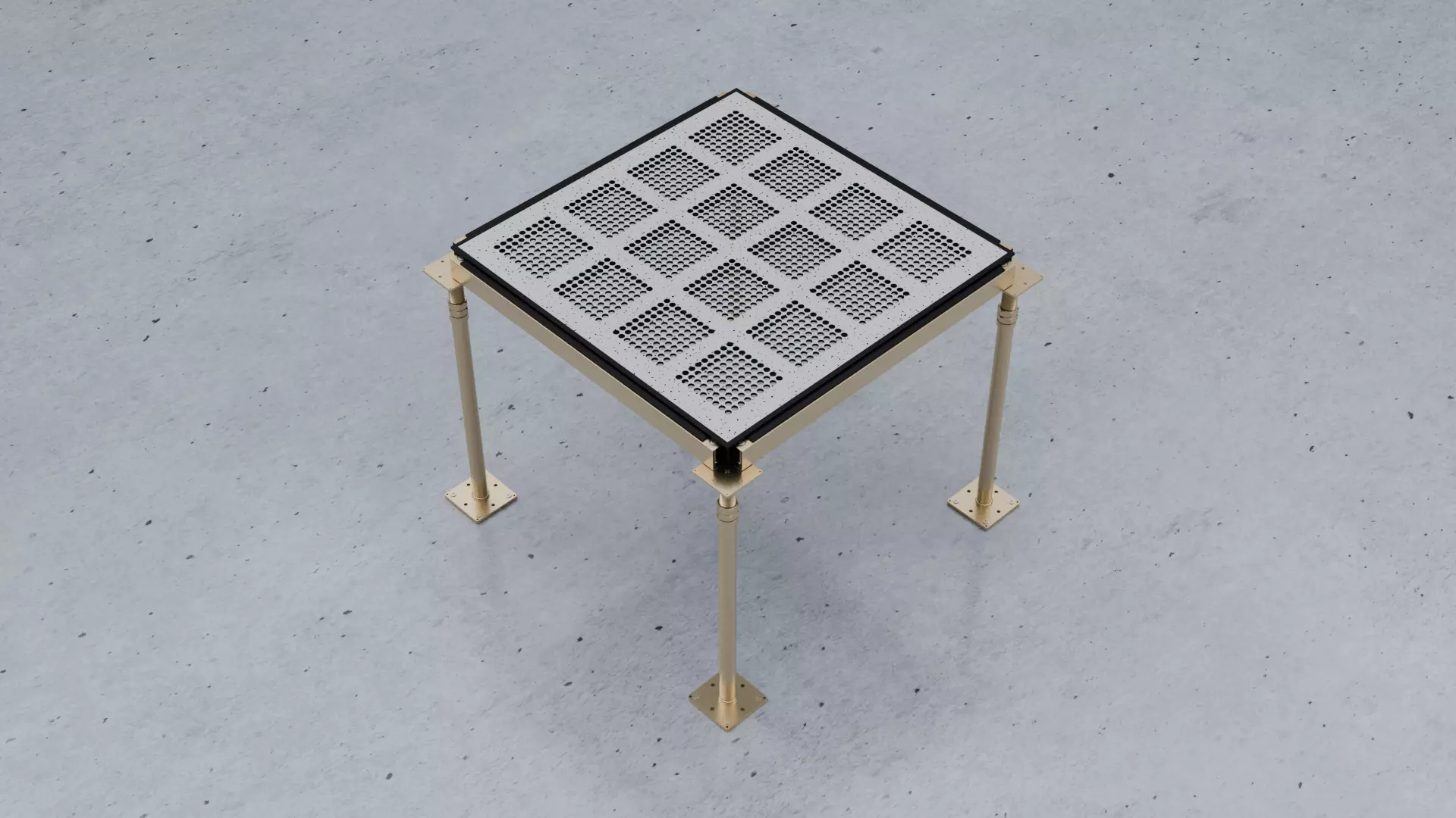 3D Raised Perforated Panel with pedestal and stringer Model 3D model_0