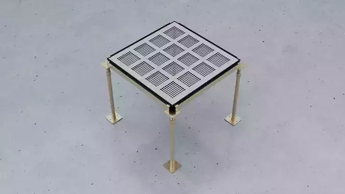 3D Raised Perforated Panel with pedestal and stringer Model