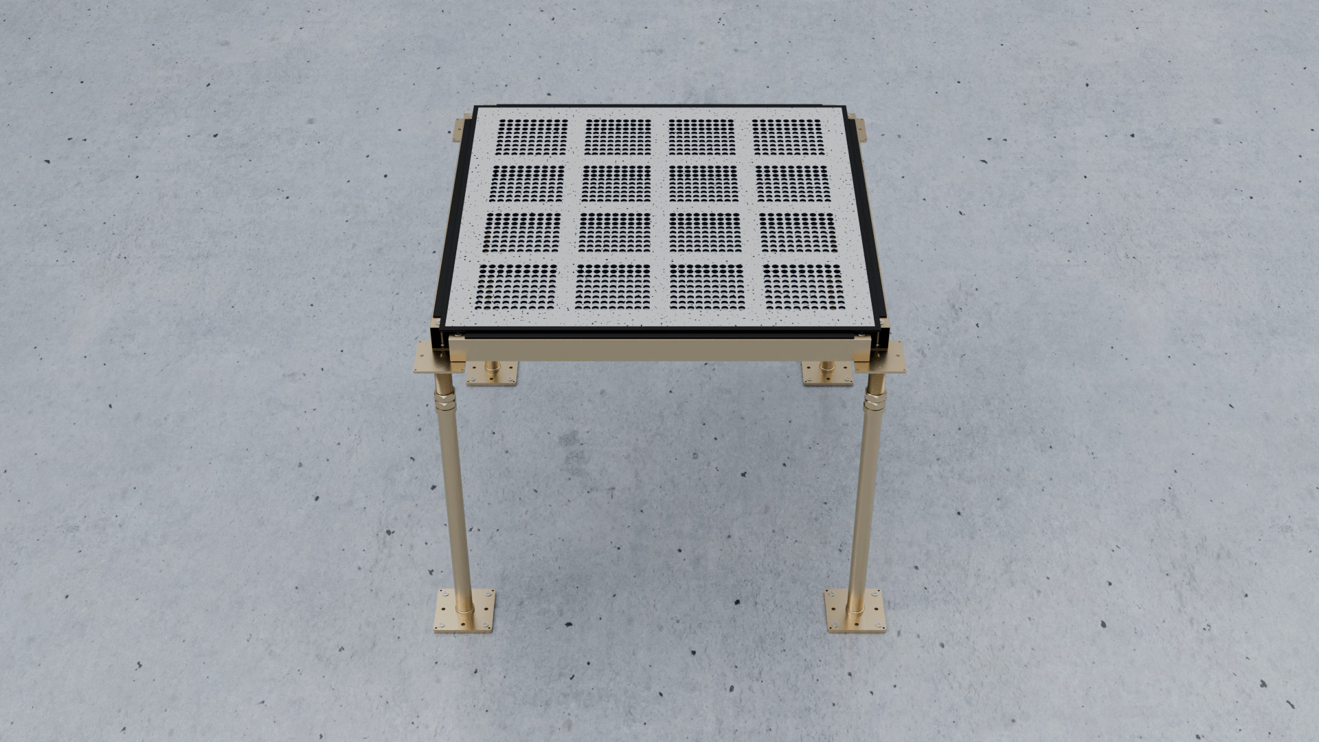 3D Raised Perforated Panel with pedestal and stringer Model 3D model_2