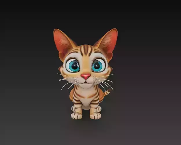 Cat Realistic 3D Model Basic - Low Poly Realistic