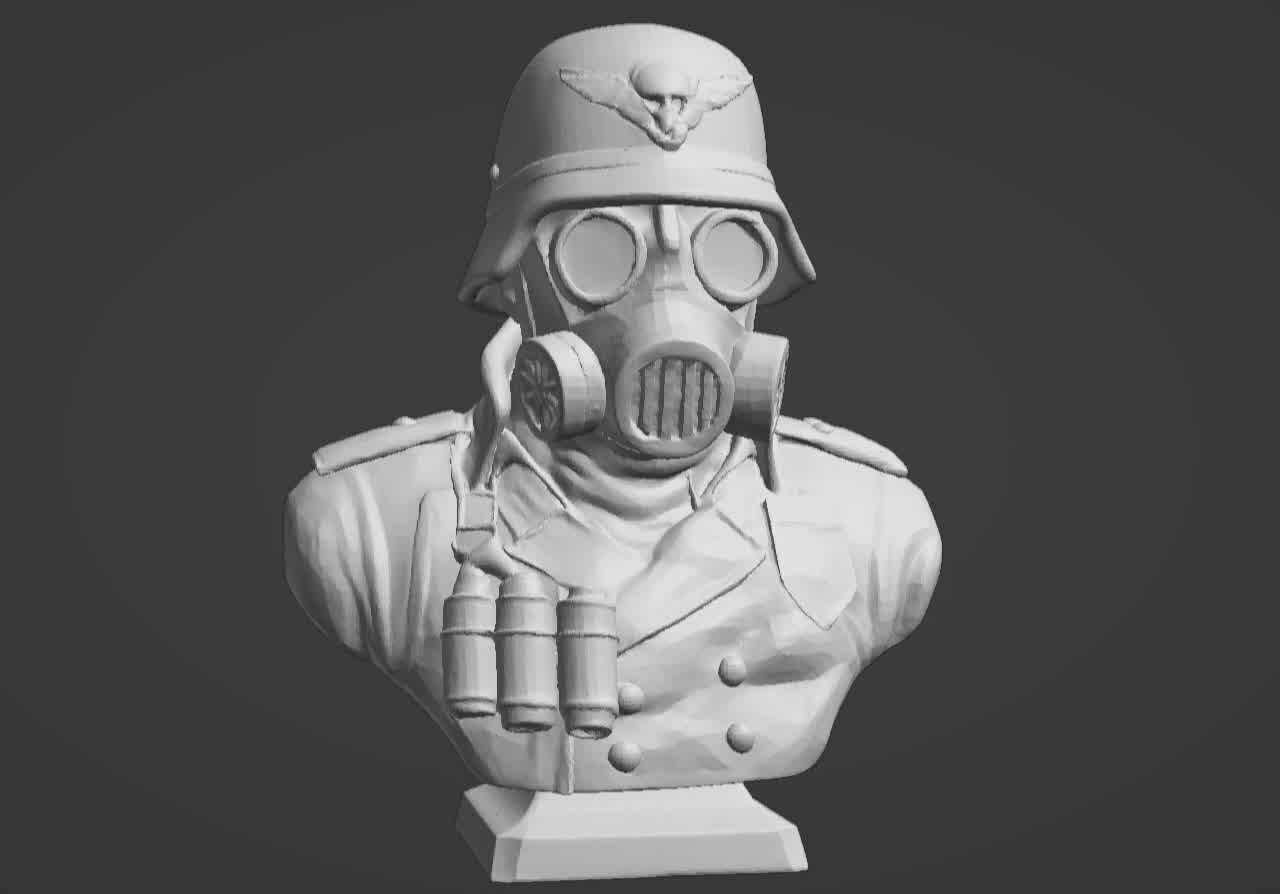 Valour Korps Gas Mask Soldier Bust 3D print model_6