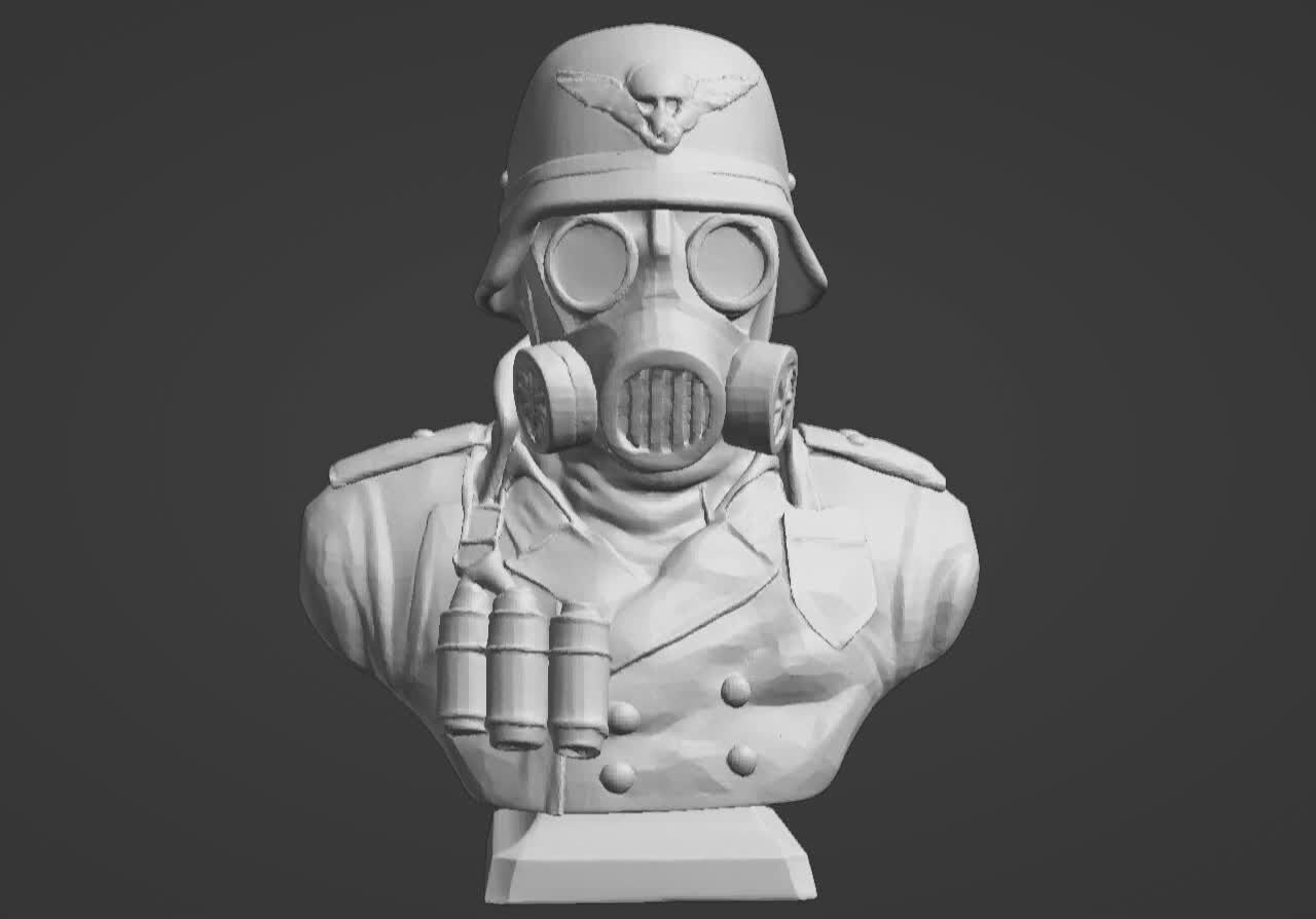 Valour Korps Gas Mask Soldier Bust 3D print model_5