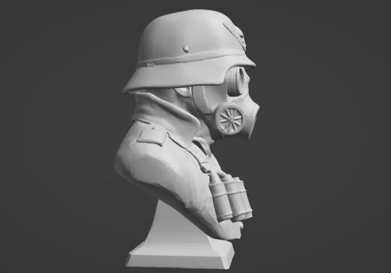 Valour Korps Gas Mask Soldier Bust 3D print model_14