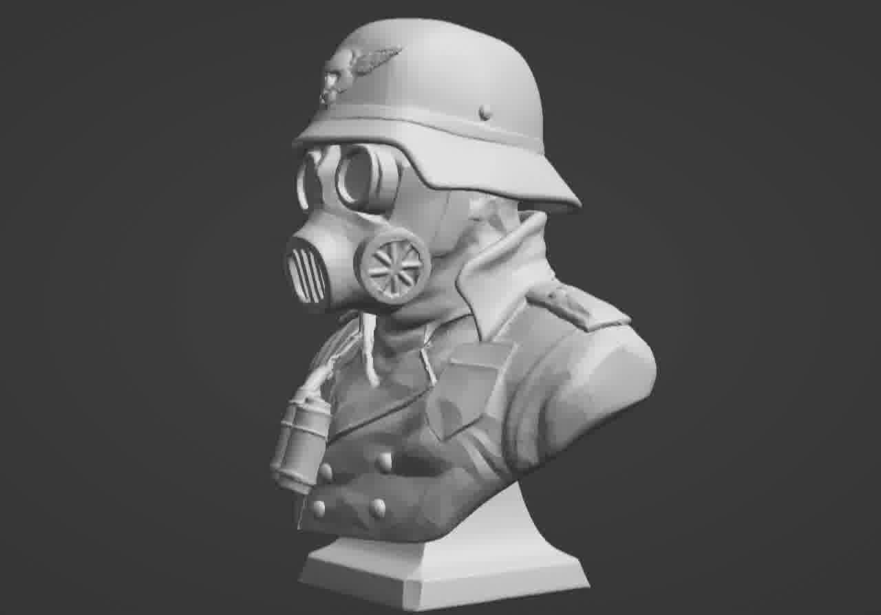Valour Korps Gas Mask Soldier Bust 3D print model_40