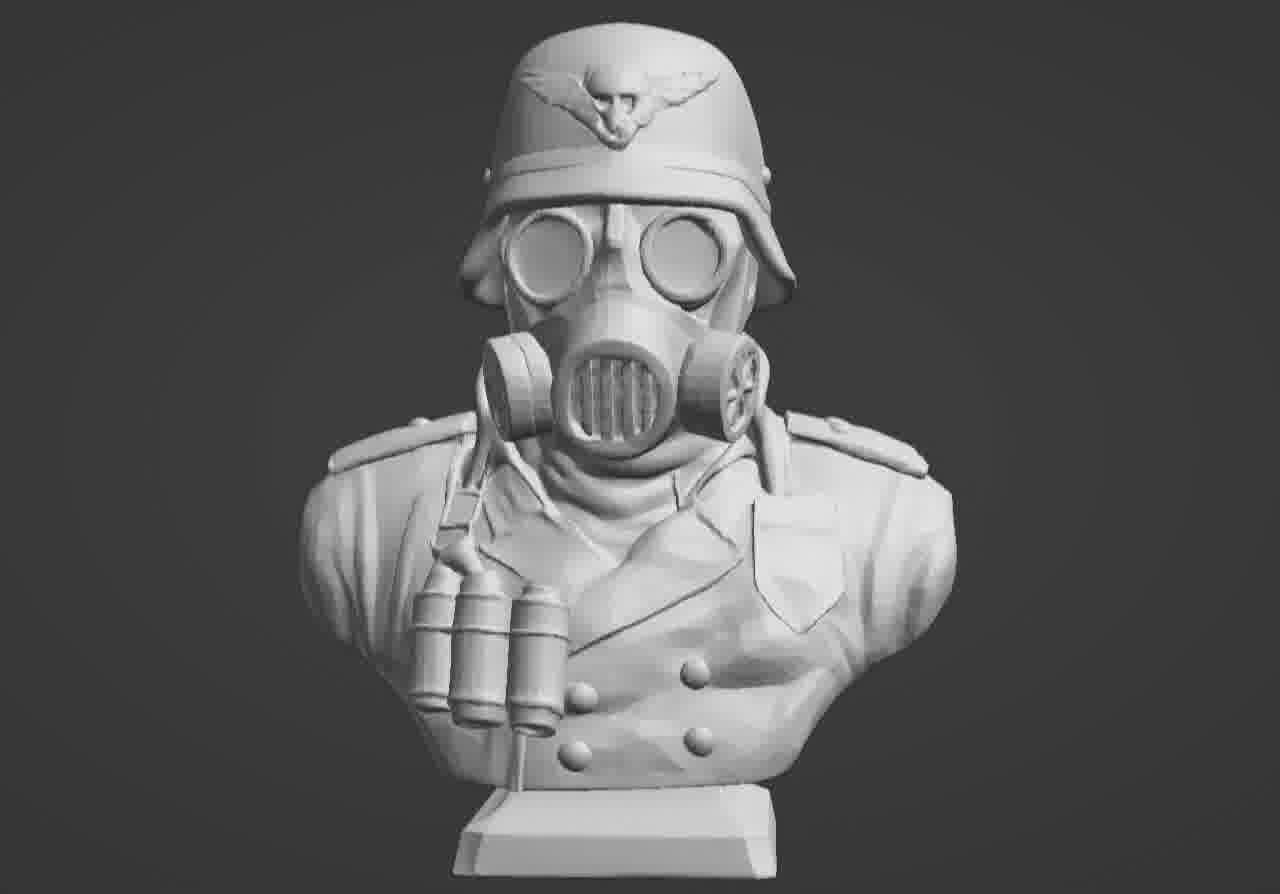 Valour Korps Gas Mask Soldier Bust 3D print model_46