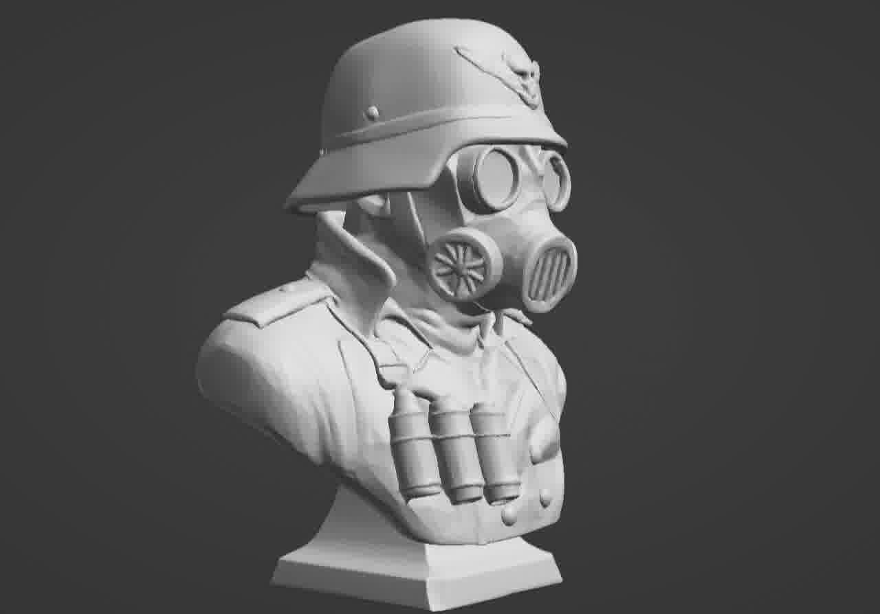 Valour Korps Gas Mask Soldier Bust 3D print model_11