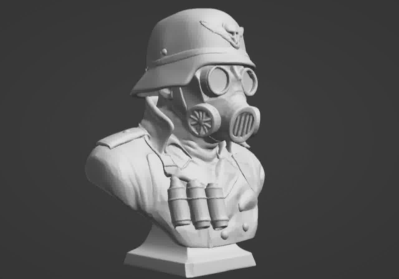 Valour Korps Gas Mask Soldier Bust 3D print model_10