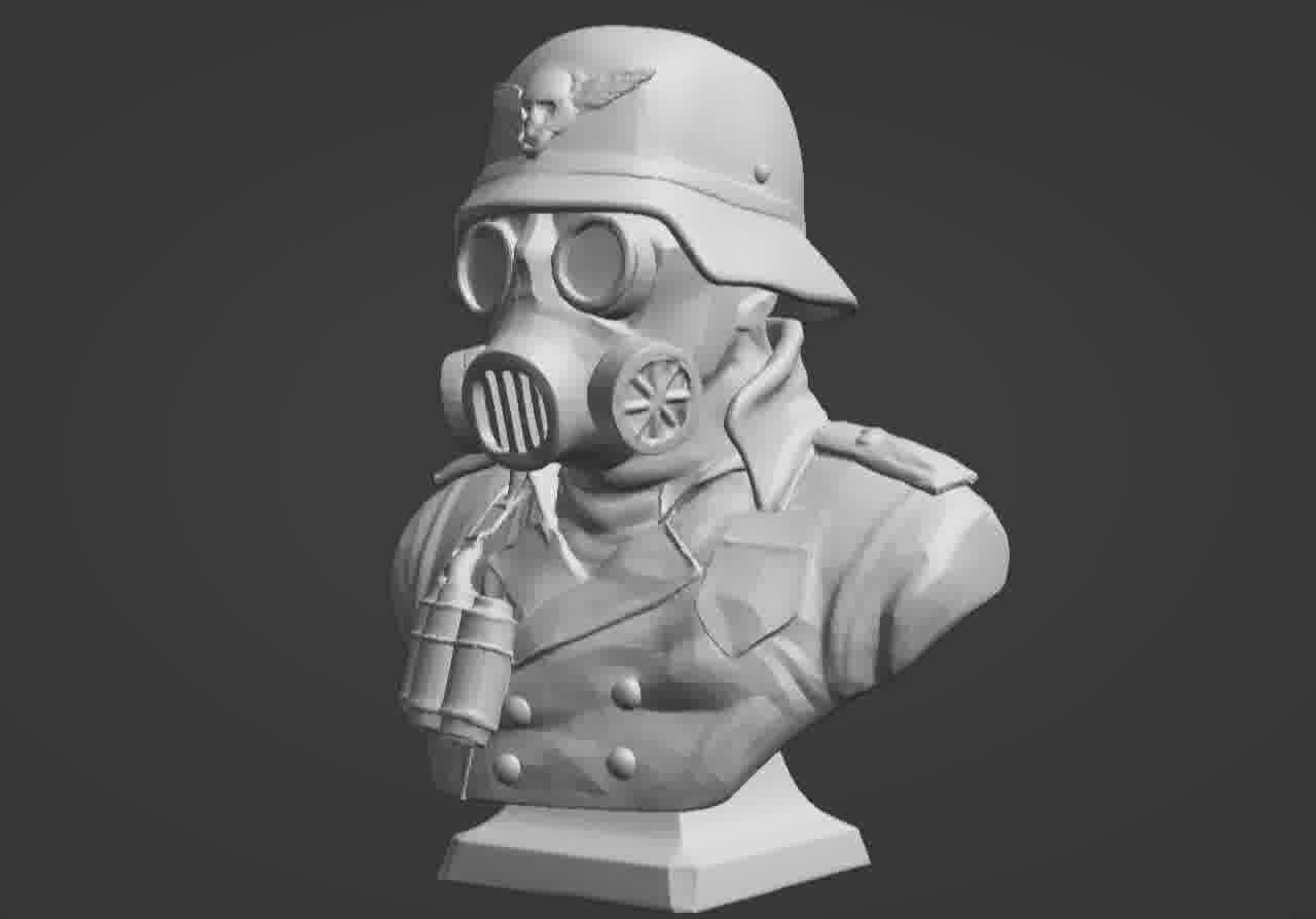 Valour Korps Gas Mask Soldier Bust 3D print model_42