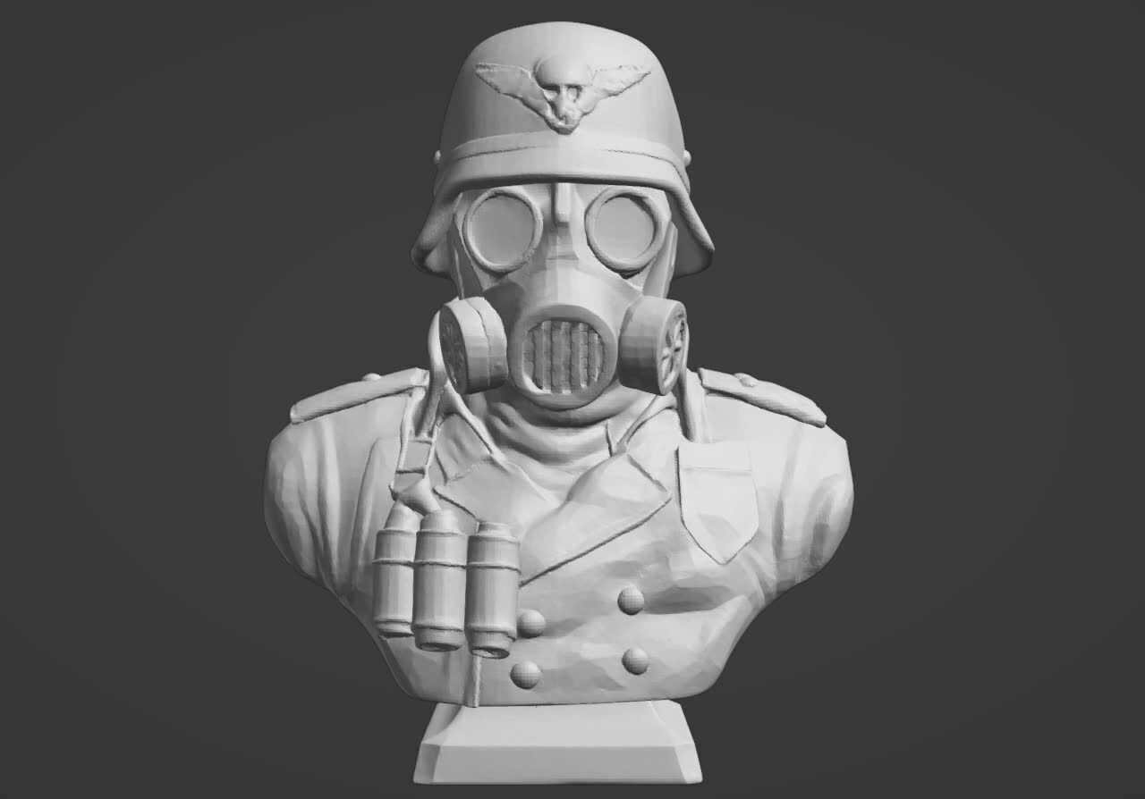Valour Korps Gas Mask Soldier Bust 3D print model_4