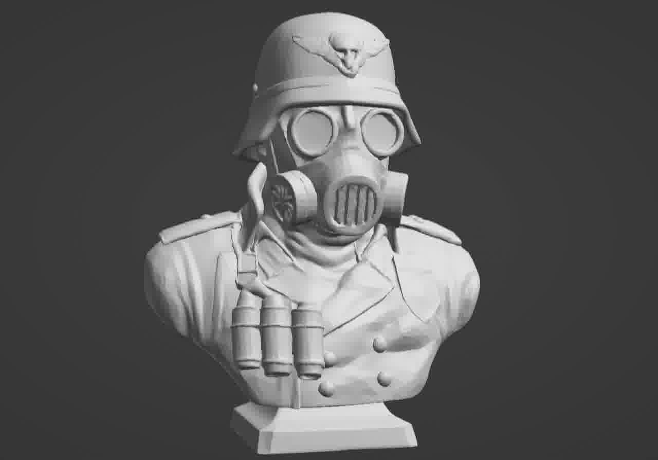 Valour Korps Gas Mask Soldier Bust 3D print model_48