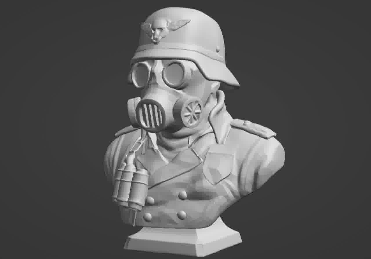 Valour Korps Gas Mask Soldier Bust 3D print model_43