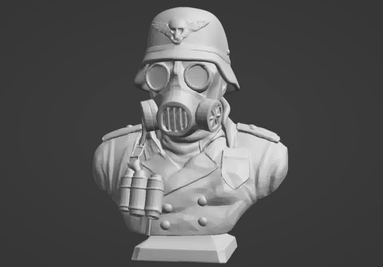 Valour Korps Gas Mask Soldier Bust 3D print model_45