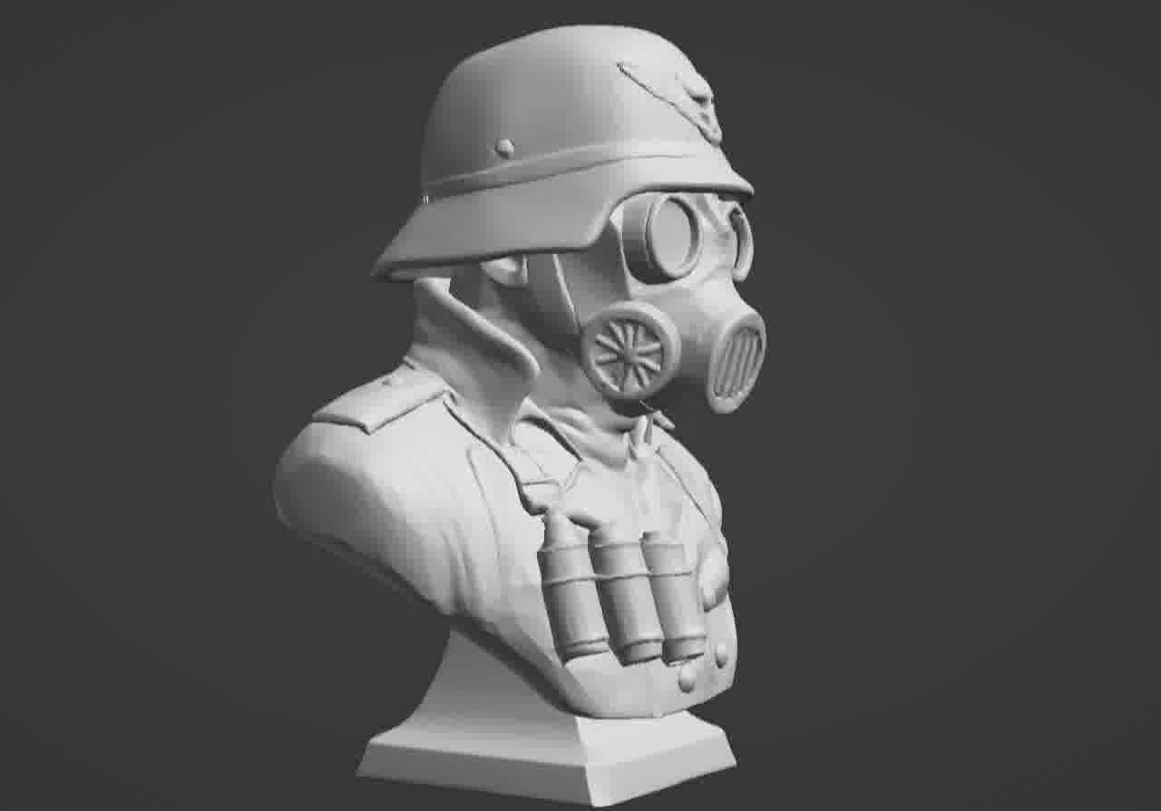 Valour Korps Gas Mask Soldier Bust 3D print model_12