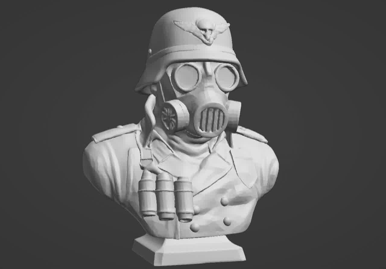 Valour Korps Gas Mask Soldier Bust 3D print model_7