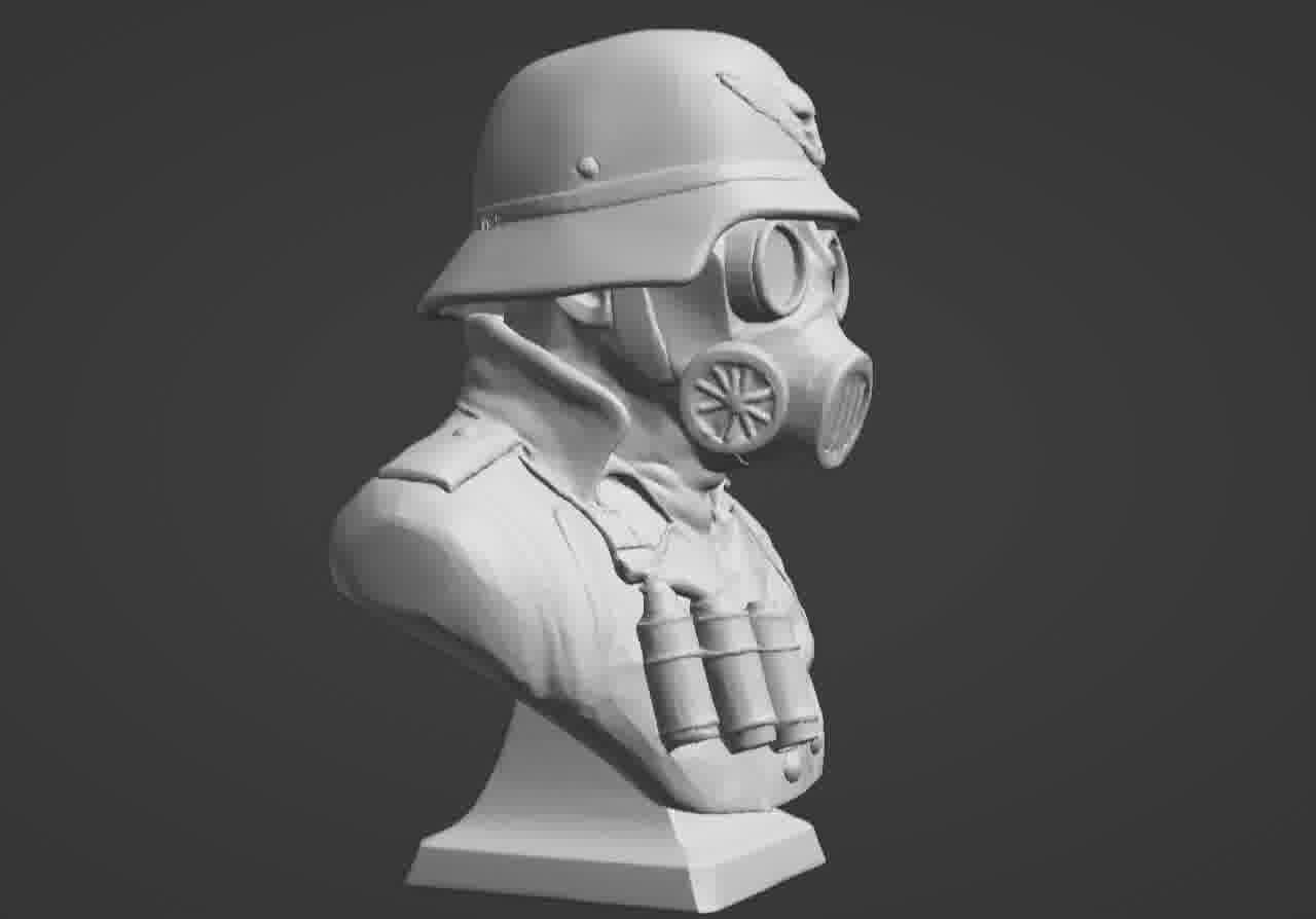 Valour Korps Gas Mask Soldier Bust 3D print model_13