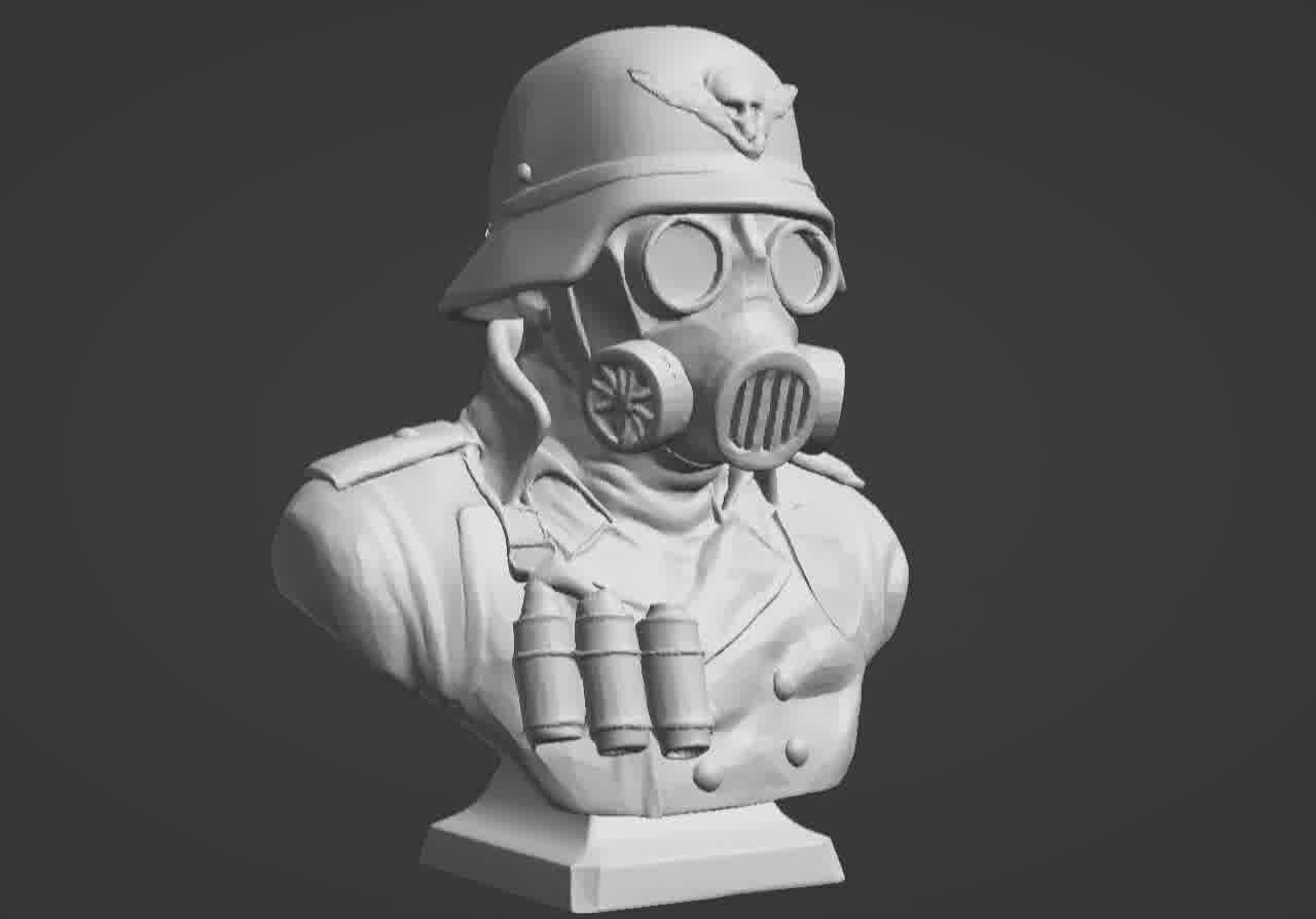 Valour Korps Gas Mask Soldier Bust 3D print model_9