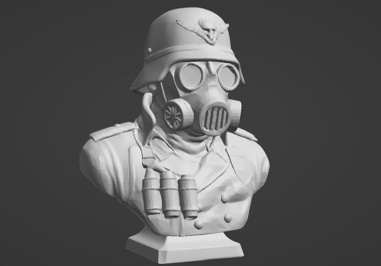 Valour Korps Gas Mask Soldier Bust 3D print model_8