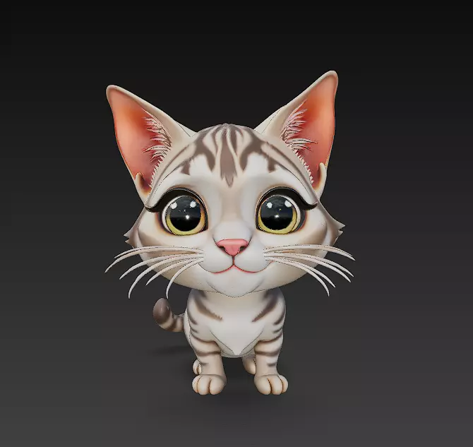 Cat Realistic 3D Model Basic - Low Poly Realistic Low-poly 3D model_0