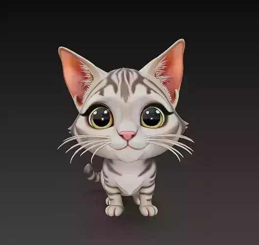 Cat Realistic 3D Model Basic - Low Poly Realistic