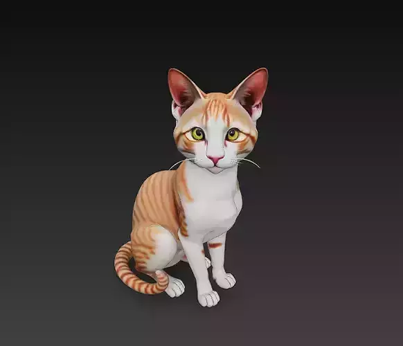 Cat Realistic 3D Model Basic - Low Poly Realistic