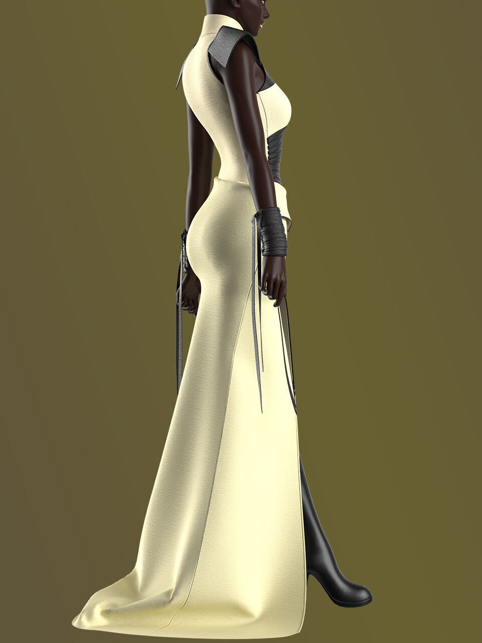 Female Warrior Outfit 3D model_3