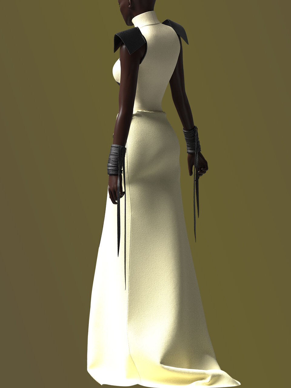 Female Warrior Outfit 3D model_4