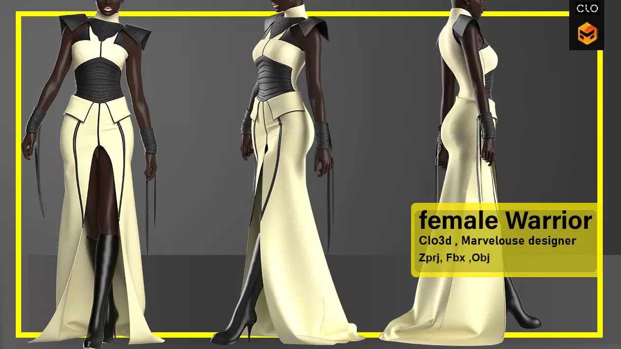 Female Warrior Outfit 3D model_0