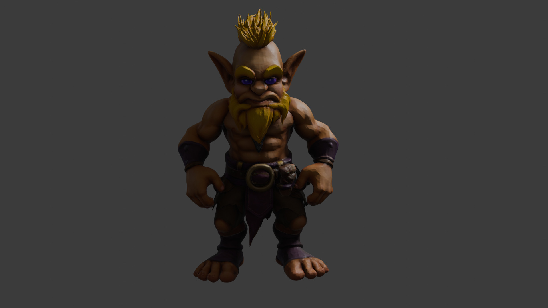 Purple Eyed Gnome Dwarf 3D model_2