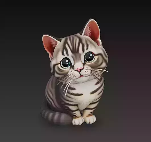 Cat Realistic 3D Model Basic - Low Poly Realistic
