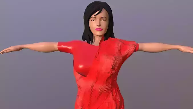 Beautiful Indian Woman in Saree - 3D Model