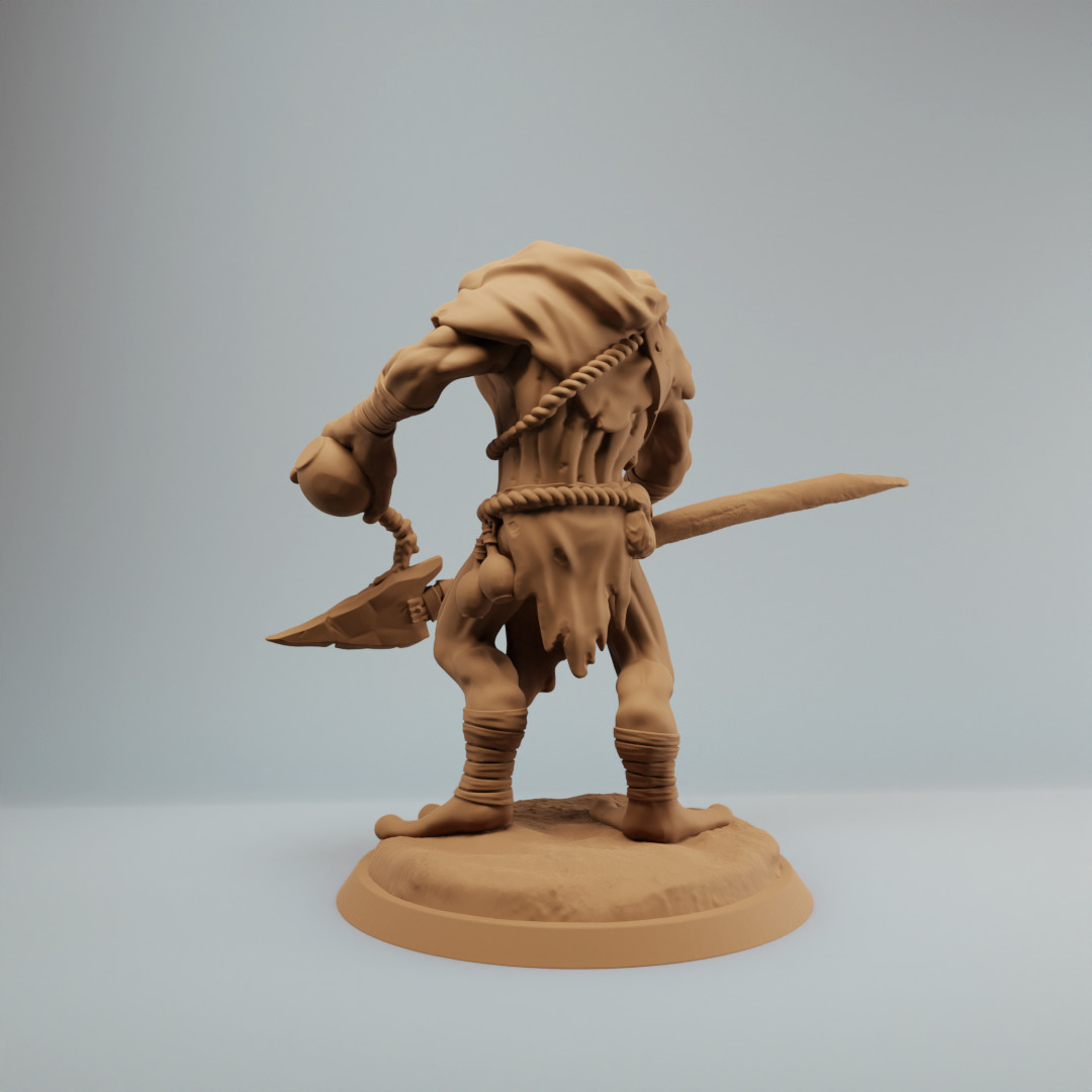 Bullywug frog people warrior with spear and poison supported 3D print model_3