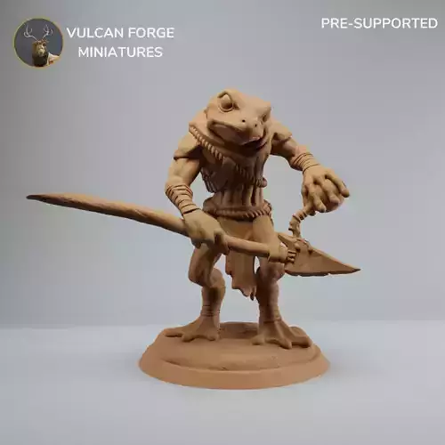 Bullywug frog people warrior with spear and poison supported