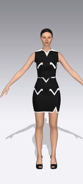 four pocket model black dress  Low-poly 3D model_1