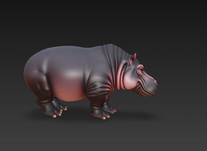 Hippopotamus Realistic 3D Model- Low Poly Realistic Low-poly 3D model_2
