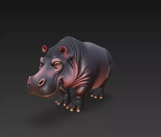 Hippopotamus Realistic 3D Model- Low Poly Realistic Low-poly 3D model_0