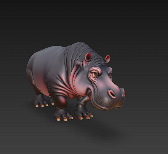 Hippopotamus Realistic 3D Model- Low Poly Realistic Low-poly 3D model_1