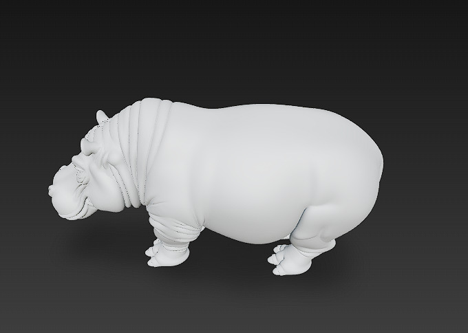 Hippopotamus Realistic 3D Model- Low Poly Realistic Low-poly 3D model_11