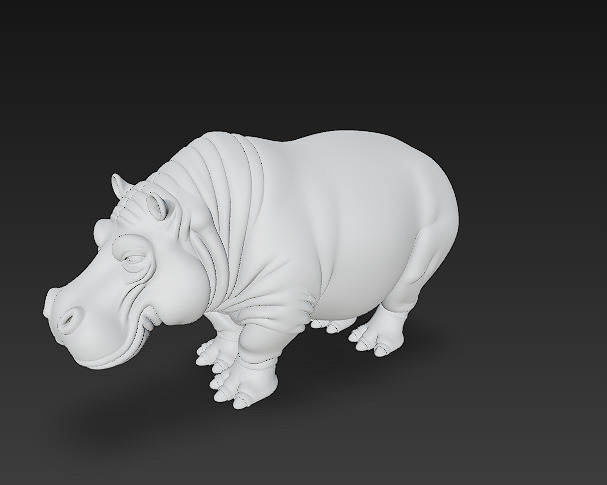 Hippopotamus Realistic 3D Model- Low Poly Realistic Low-poly 3D model_8