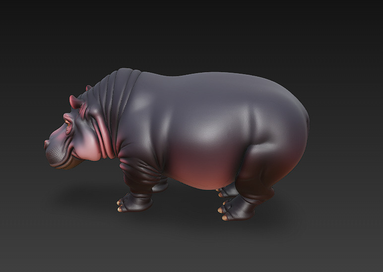 Hippopotamus Realistic 3D Model- Low Poly Realistic Low-poly 3D model_4