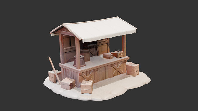 Blacksmith Tool Market Stall Low-poly 3D model