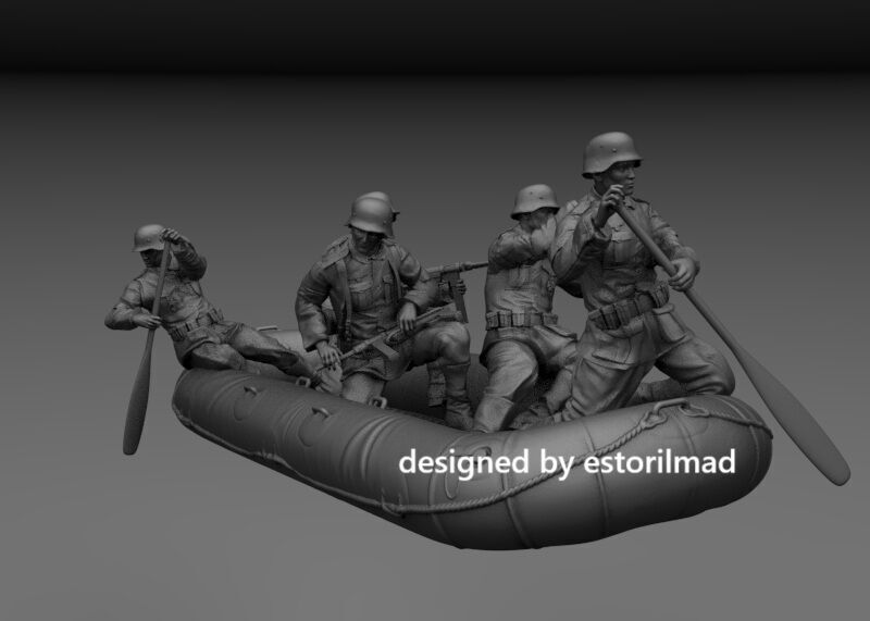 WW2 GERMAN ASSAULT SOLDIERS WITH AN ASSAULT RAFT 3D print model_1