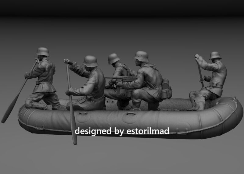 WW2 GERMAN ASSAULT SOLDIERS WITH AN ASSAULT RAFT 3D print model_3