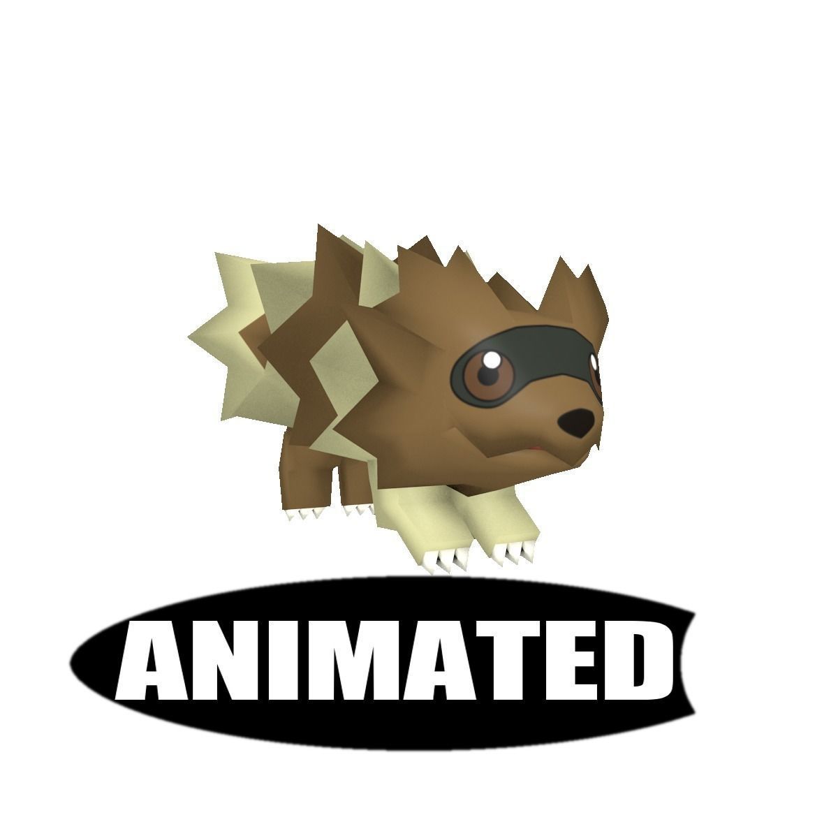 Zigzagoon Animated Pokemon Low-poly 3D model_0