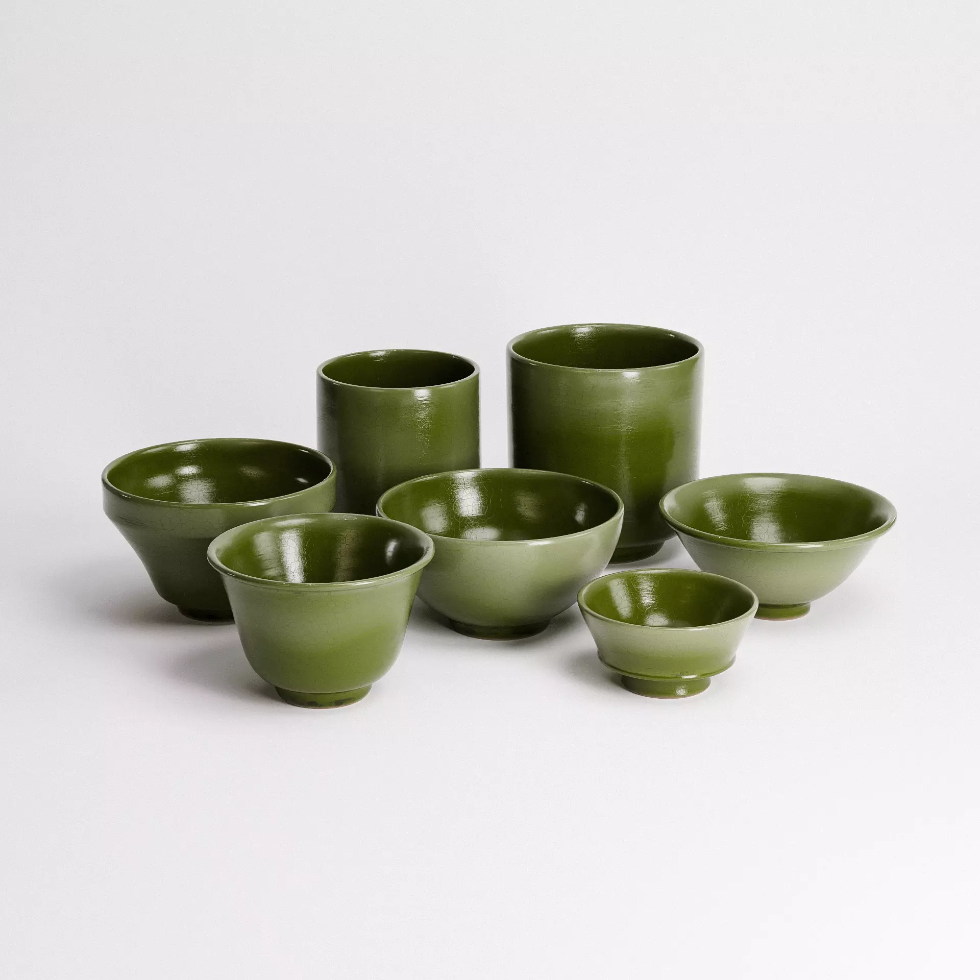 Ceramic Cups Set 01 Low-poly 3D model