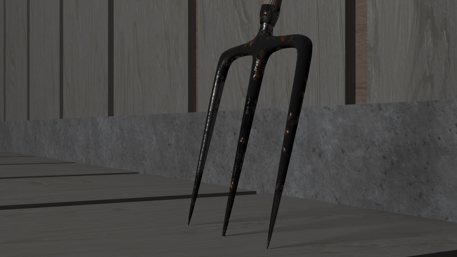 Rusty Pitchfork 3D model_2